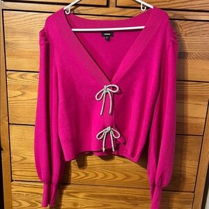 Express Fuchsia Cardigan with Bow Details